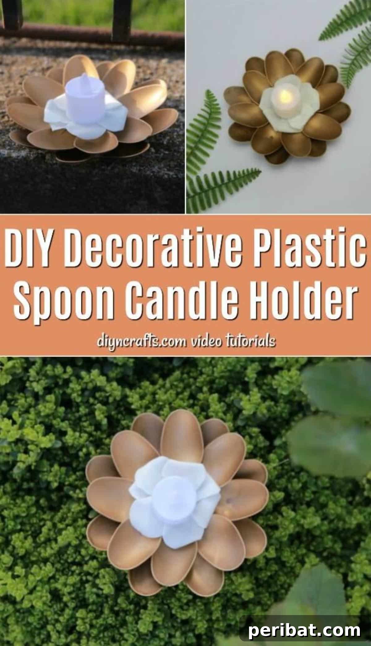 Candle holder made from plastic spoons showcasing its elegant design