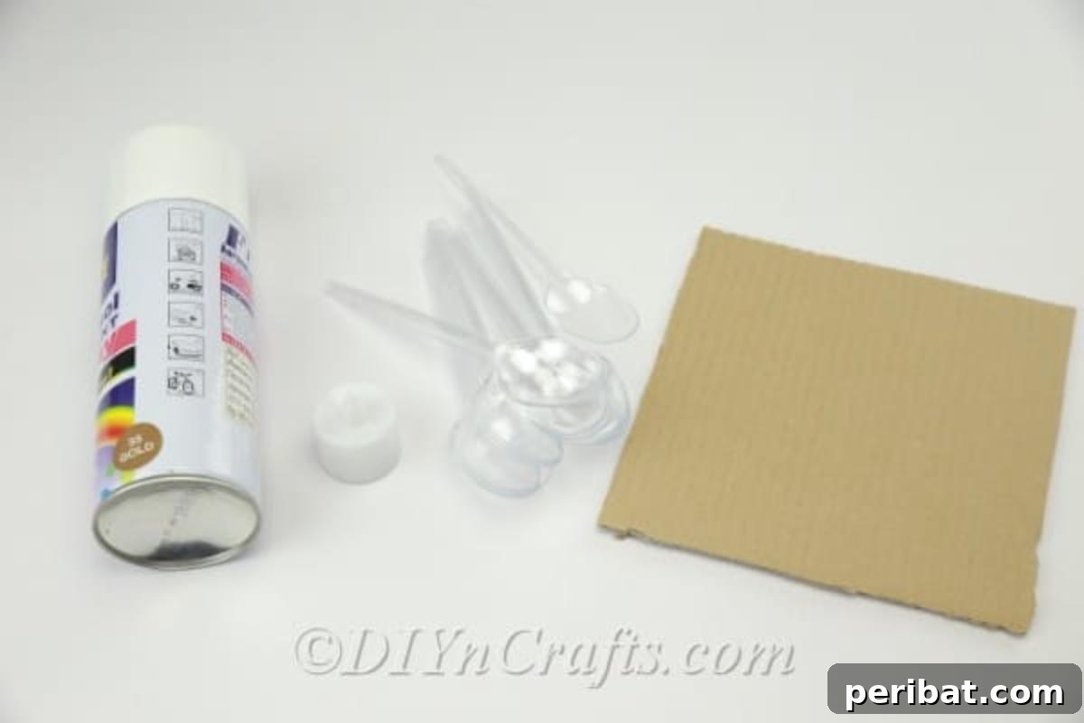 Supplies needed to make an upcycled plastic spoon candle holder