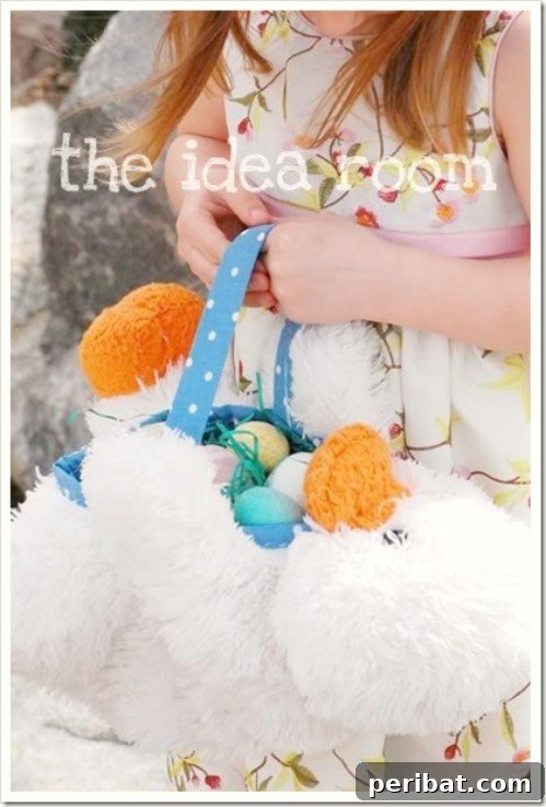 Stuffed Animal Easter Baskets repurposed from a plush toy