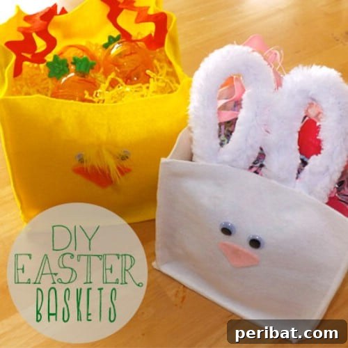 Felt Animal Easter Baskets designed as cute creatures