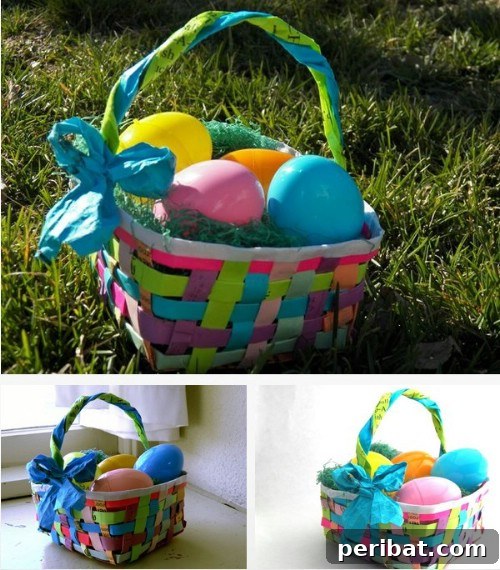 Recycled Paper Easter Baskets made from newspapers and magazines
