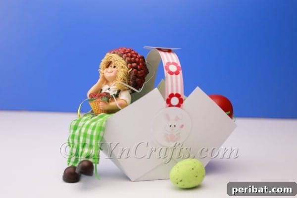 DIY Printable Paper Easter Basket assembled from a printed template