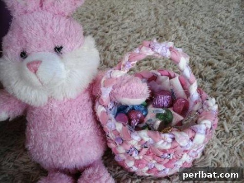 Braided Fabric Easter Baskets made from strips of fabric