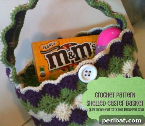 Crocheted Easter Baskets with a shell pattern