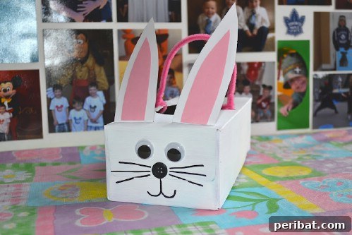 Tissue Box Bunny Easter Baskets made from empty tissue boxes