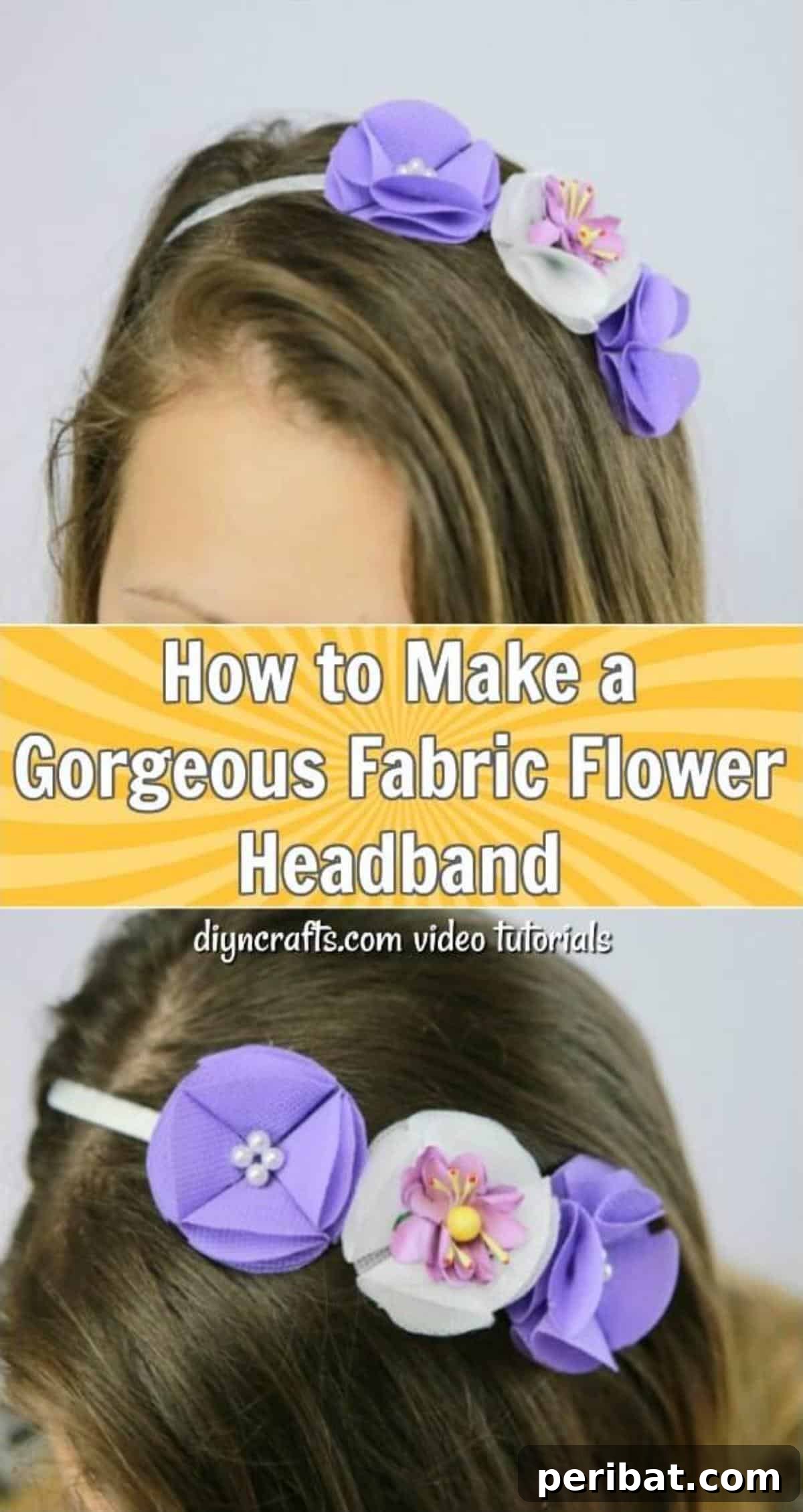 Craft a Beautiful Fabric Flower Headband 21 Pinterest-friendly image: 'How To Make A Gorgeous Fabric Flower Headband - This video tutorial guides you through making a beautiful headband with fabric flowers. An easy craft, perfect for spring/summer weddings, taking only minutes to complete.'