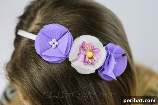 How To Make A Gorgeous Fabric Flower Headband, a visual guide to the DIY project.