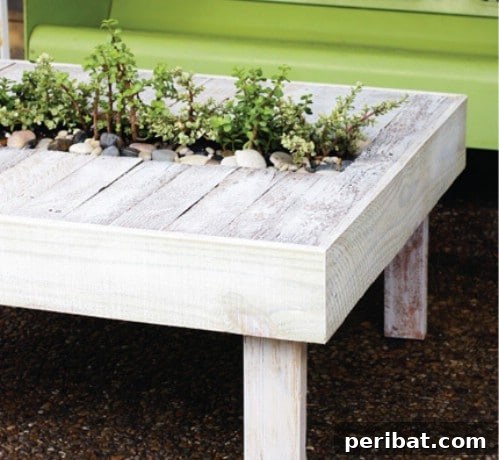 Ingenious Space-Saving Tips for Tiny Gardens 31 Pallet Table with Integrated Planter - DIY Outdoor Furniture