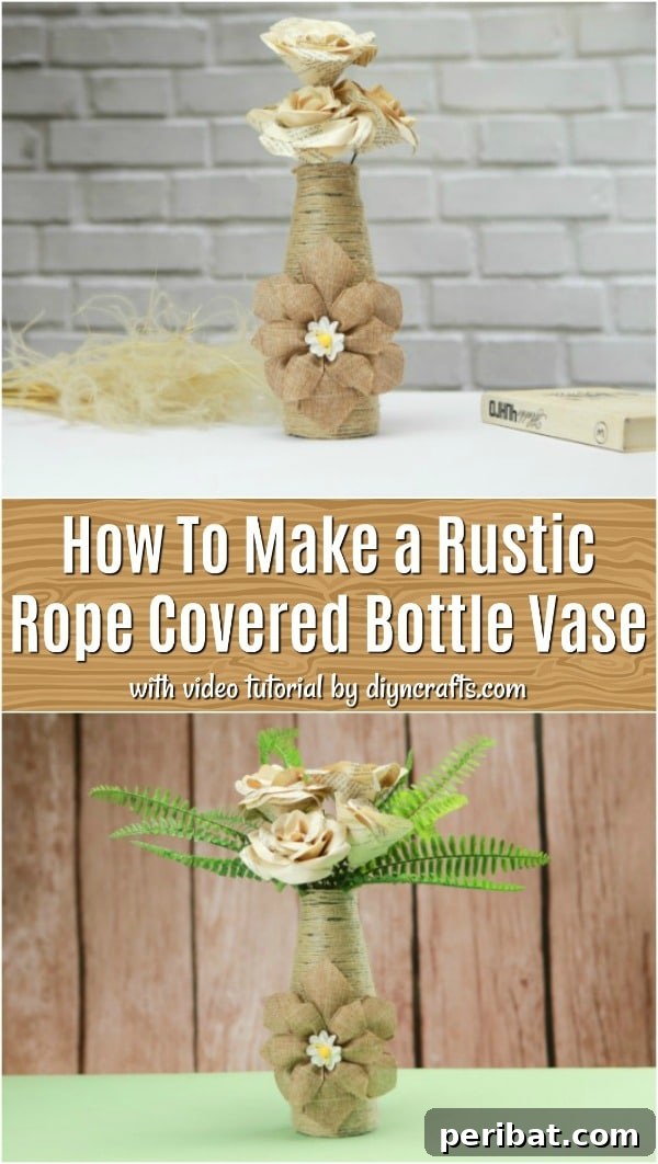 DIY Rustic Rope Covered Bottle Vase project by Vanessa Beaty
