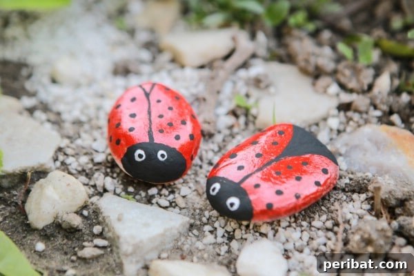 DIY Hand Painted Ladybug Stones