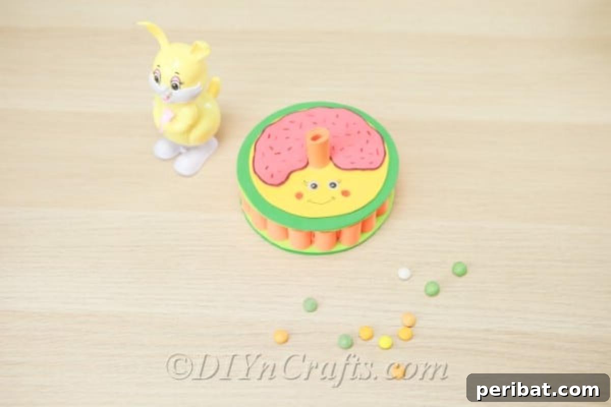 Whip Up a Whimsical Donut Foam Dish 3 Foam donut box beside a bunny figurine