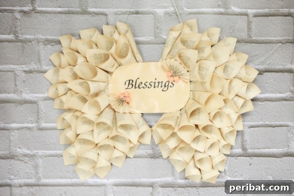 Literary Angel Wings Decor 20 The finished book page angel wings, a beautiful and rustic home decoration