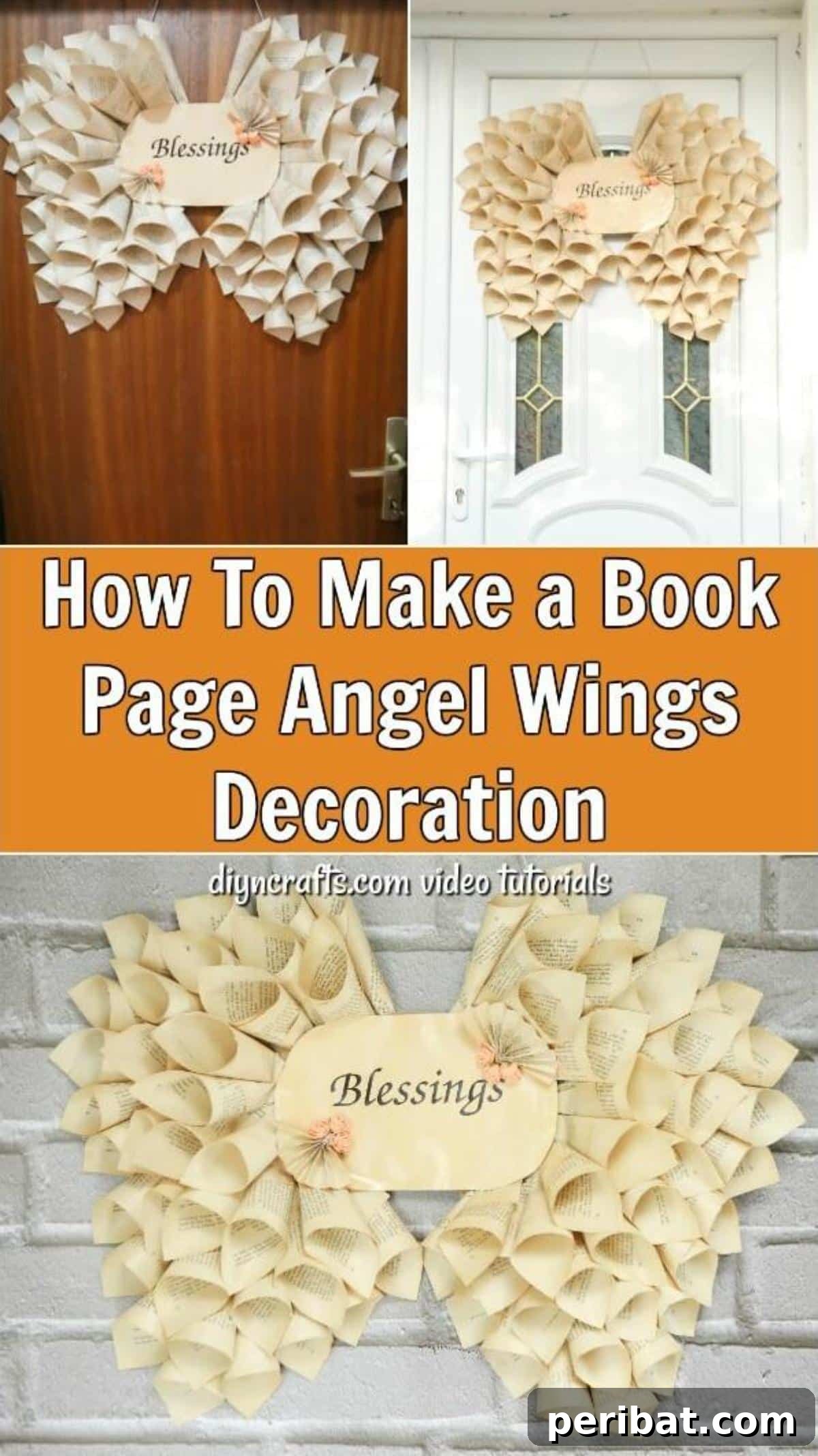 Literary Angel Wings Decor 22 How To Make a Book Page Angel Wings Decoration - Learn how to turn the pages of an old book into a beautiful decoration for your home. Follow the step-by-step video tutorial to learn how to make this lovely angel wings décor for yourself. Pin this DIY craft idea!