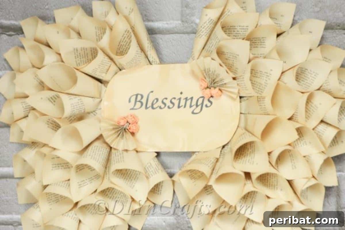 Literary Angel Wings Decor 4 Detailed close-up of a book page angel wings decoration, highlighting the craftsmanship and textured paper cones.