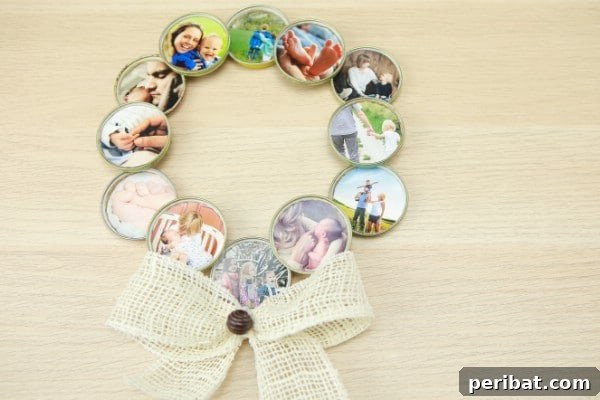 How to Make a Gorgeous Photo Wreath from Lids