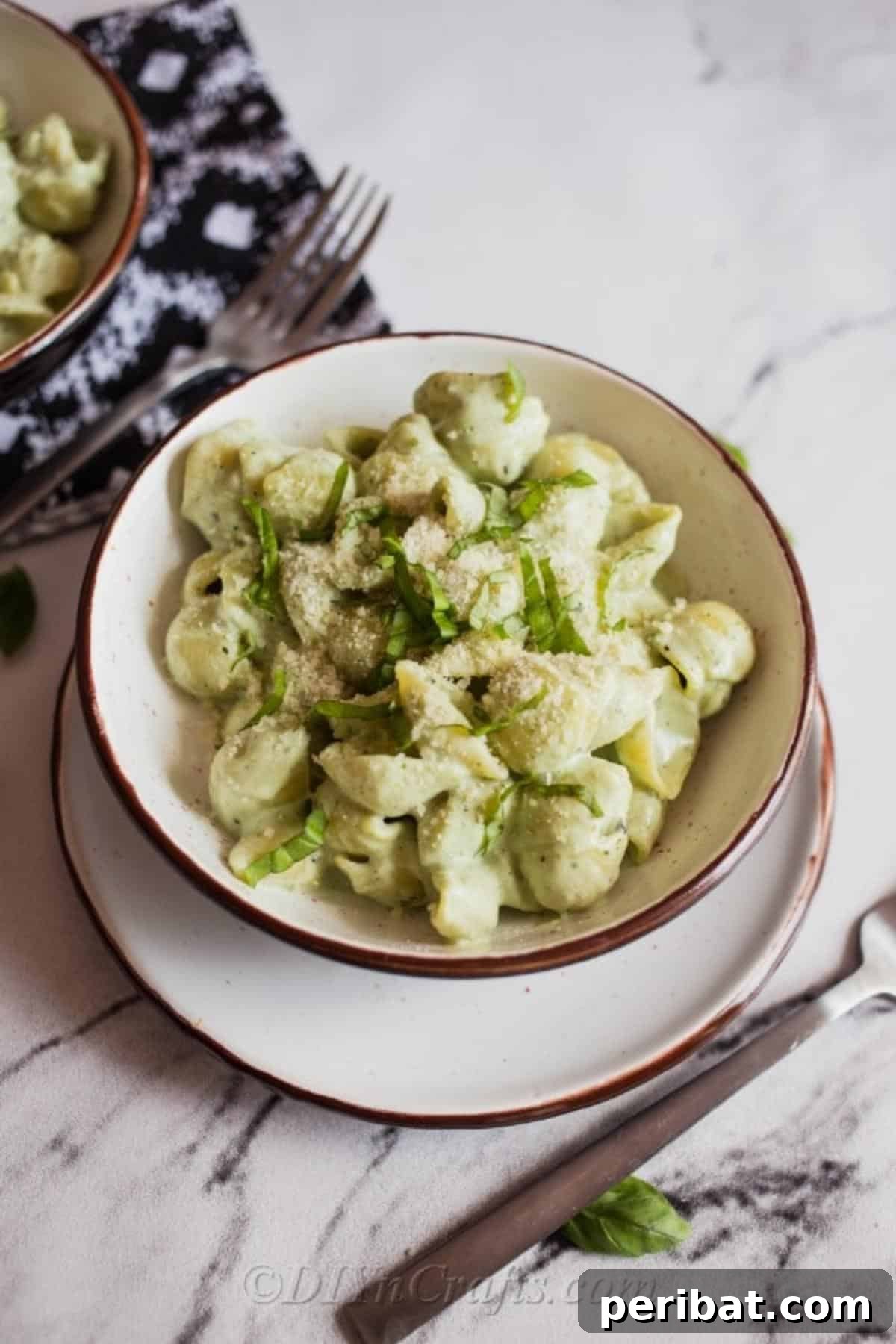 Finished blue cheese pasta dish, a unique and creamy family dinner recipe