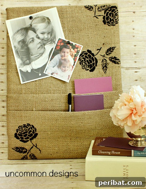 Pocketed Burlap Corkboard