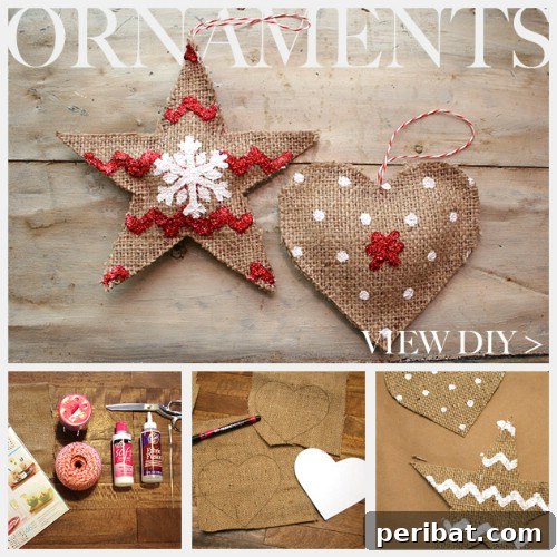 Country Burlap Ornaments