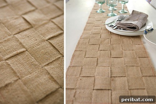 Basket Weave Burlap Table Runner