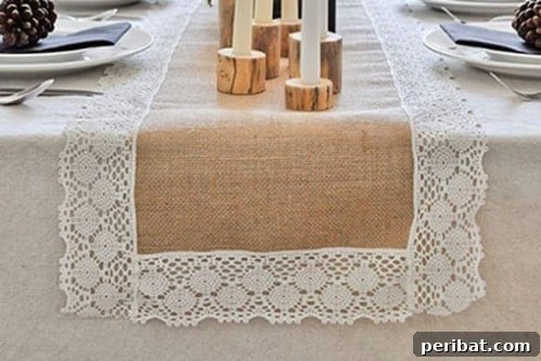 Burlap and Lace Table Runner