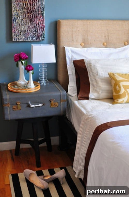 Tufted Burlap Headboard
