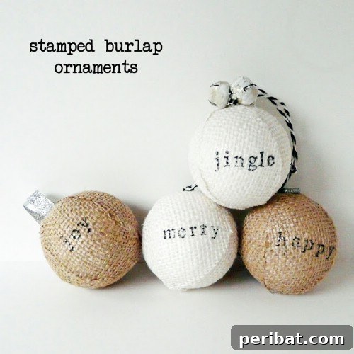 Stamped Burlap Ornaments
