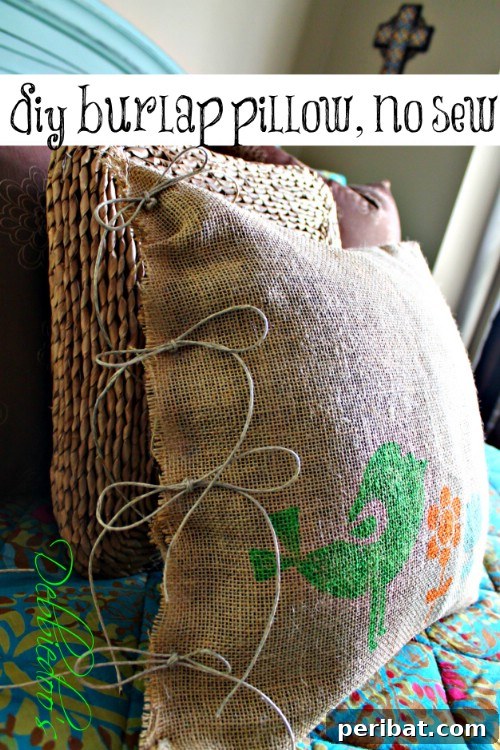 No-Sew Stenciled Burlap Pillows