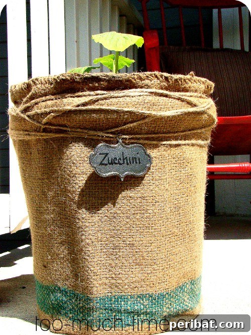 Burlap Flower Pot