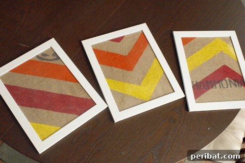 Burlap Chevron Paintings