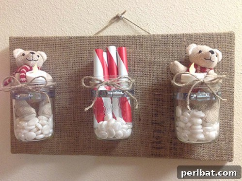 Burlap and Mason Jar Storage 