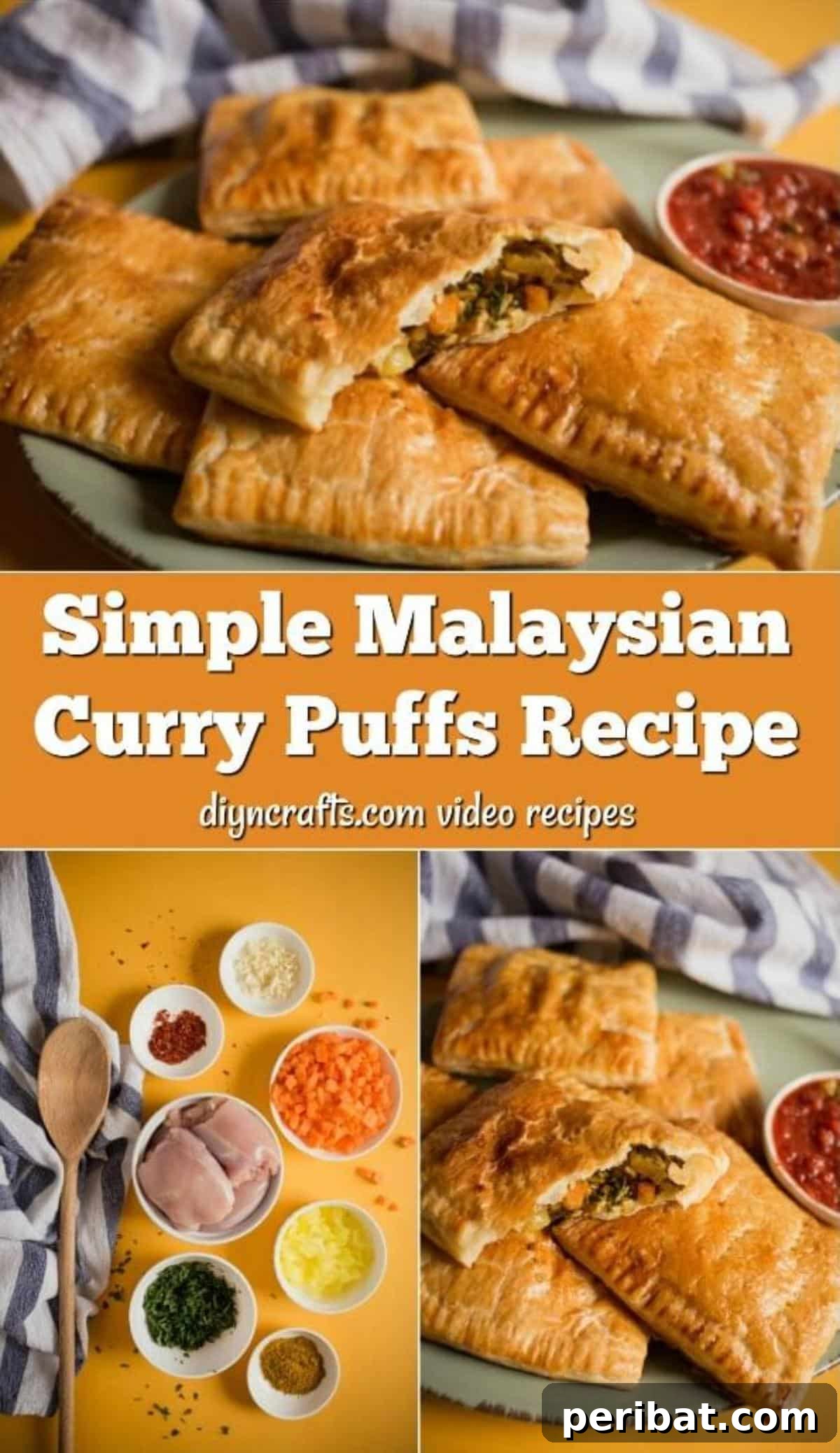 Effortless Malaysian Curry Puff Delight 8 Simple Malaysian Curry Puffs Recipe - Filled with chicken, onion and other tasty ingredients, these simple to make curry puffs are a popular Malaysian snack. Learn to make them yourself with this step-by-step video tutorial and recipe.