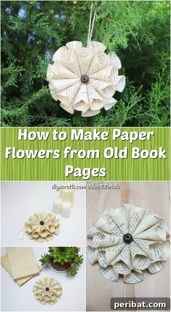 Literary Blooms: Crafting Flowers from Old Book Pages 22 A beautifully crafted paper flower made from upcycled book pages, perfect for sustainable decor.