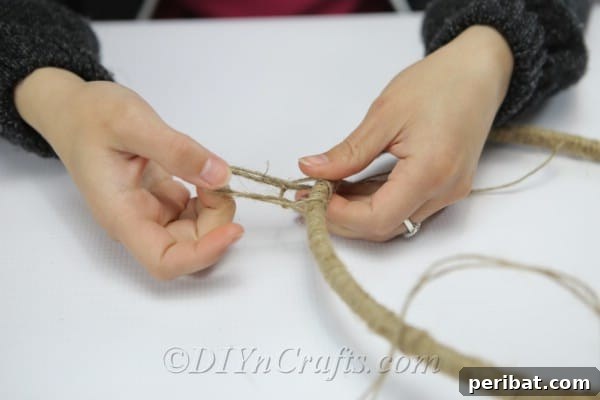 Crafting Your Own Rustic Wind Chime 10 Tie pieces of twine to your hoop.
