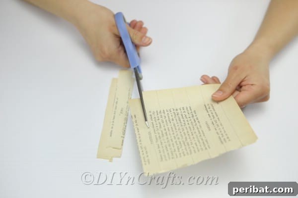 Bookish Blooms Rustic DIY Decor 8 Use scissors to carefully cut along the traced lines on the book page.