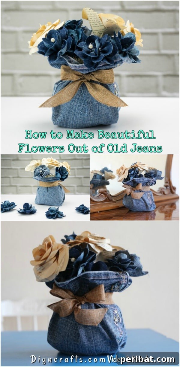 Denim flower craft project footer image