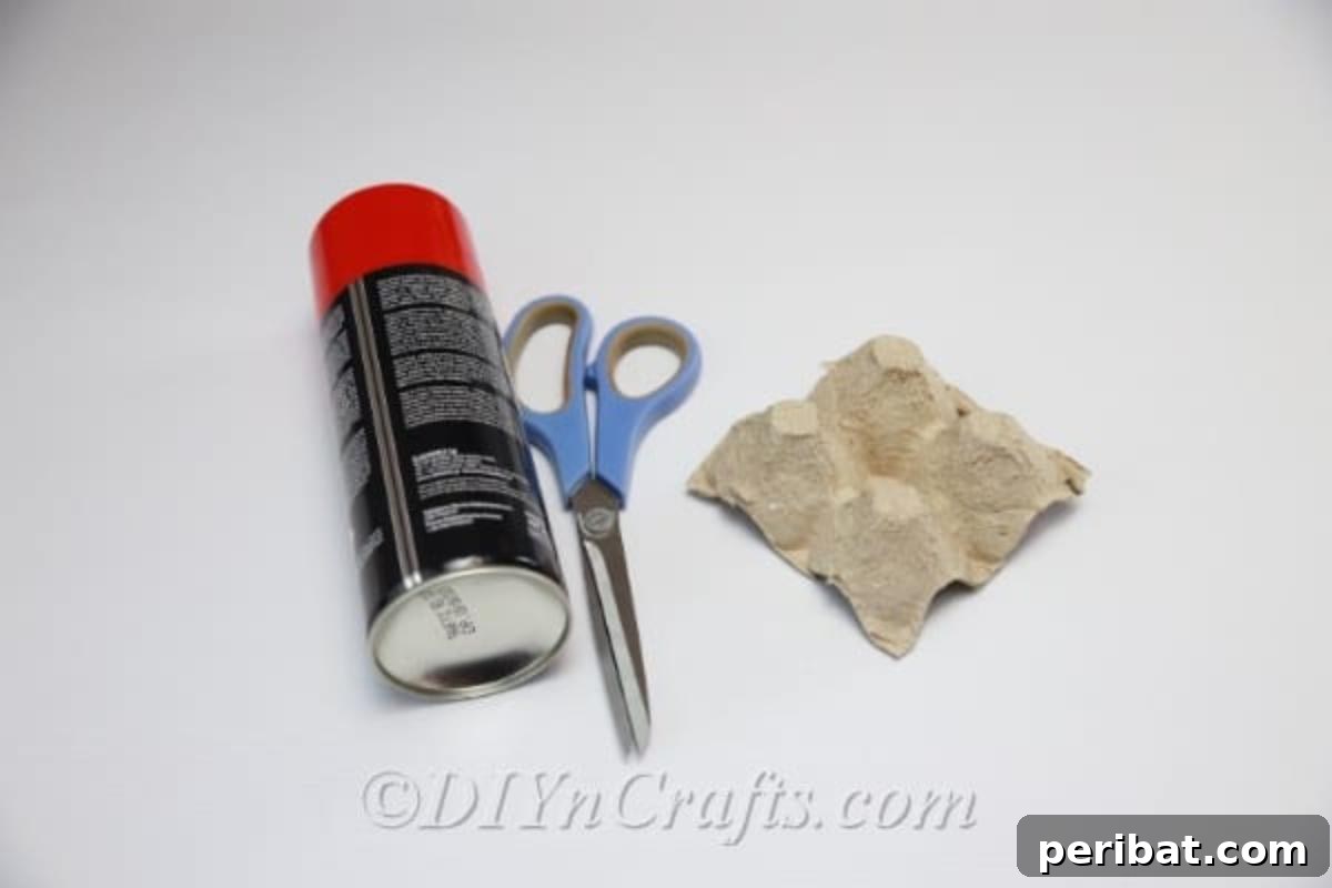 Craft Exquisite Roses from Recycled Egg Cartons 6 Supplies needed for the egg carton craft, laid out for easy reference.