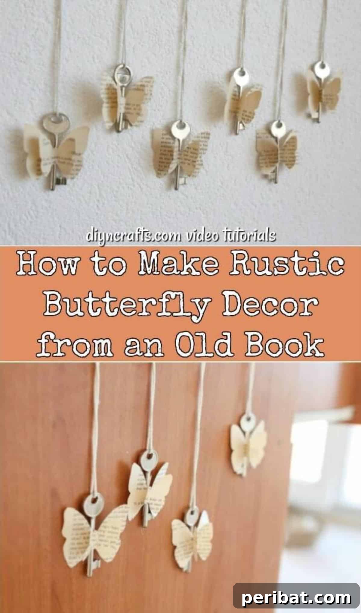 DIY Rustic Butterfly Art from Upcycled Books 23 Butterfly wall art pinterest photo collage, featuring various rustic butterfly creations and text overlays.