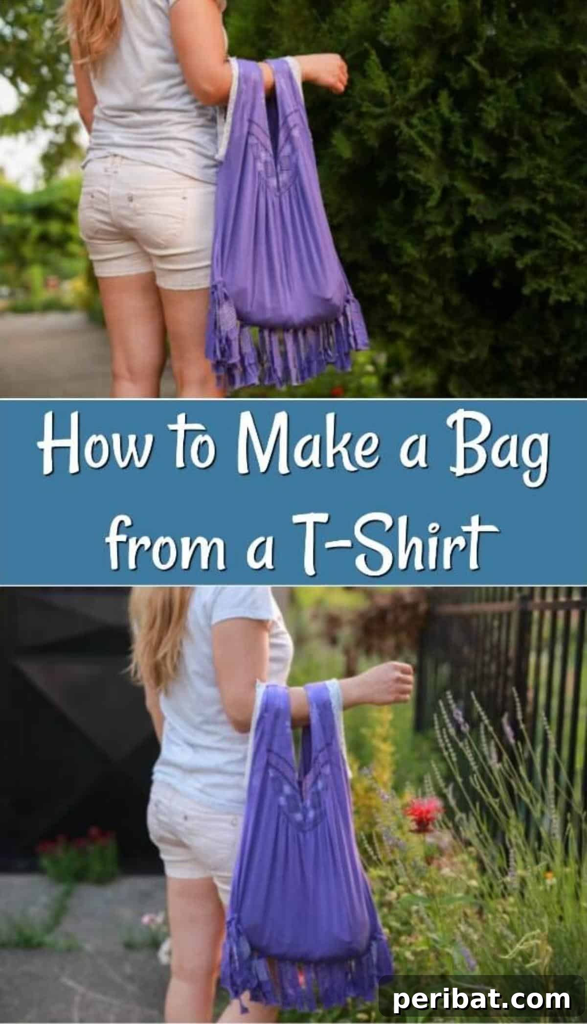 T-shirt bag Pinterest collage featuring various stages of the DIY project and the finished product, perfect for saving inspiration.