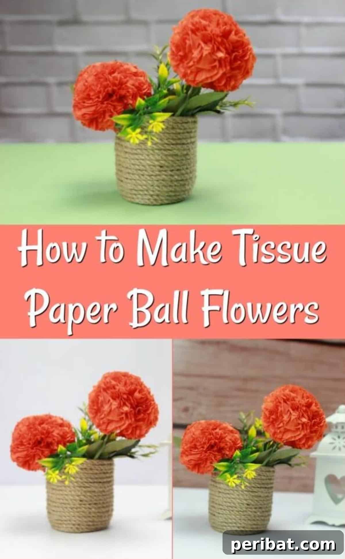 A beautiful Pinterest collage featuring various tissue paper flower crafts, offering inspiration for DIY enthusiasts and home decorators.