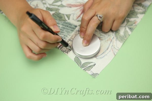 Trace around a lid or other round object on top of your fabric to create perfect circles for your petals.