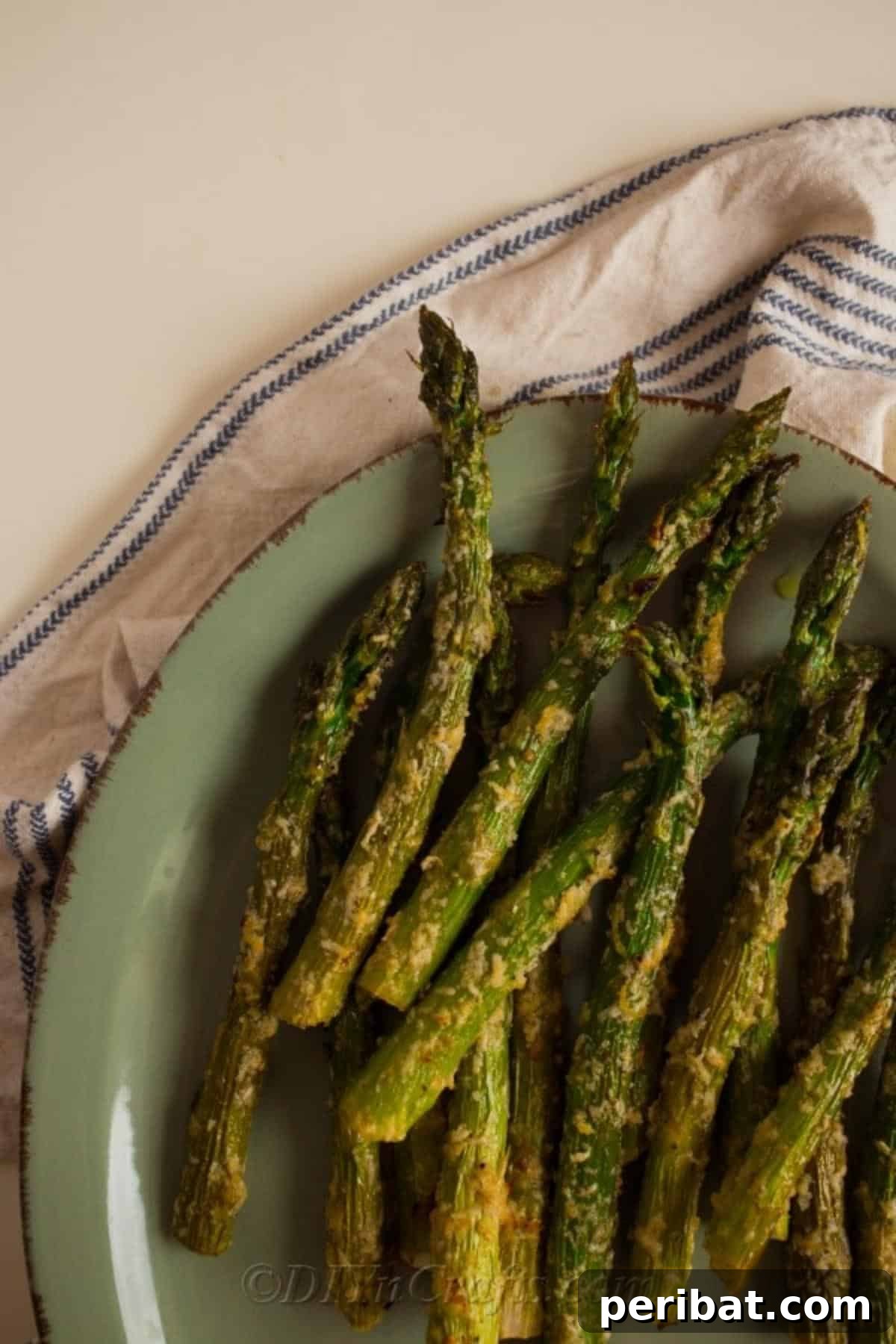 Prepared garlic parmesan asparagus spears ready to be served