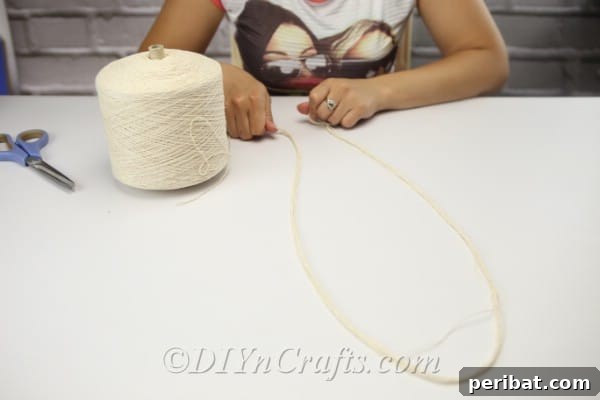 Gather all the lengths of string you will need for the project, ensuring they are even.