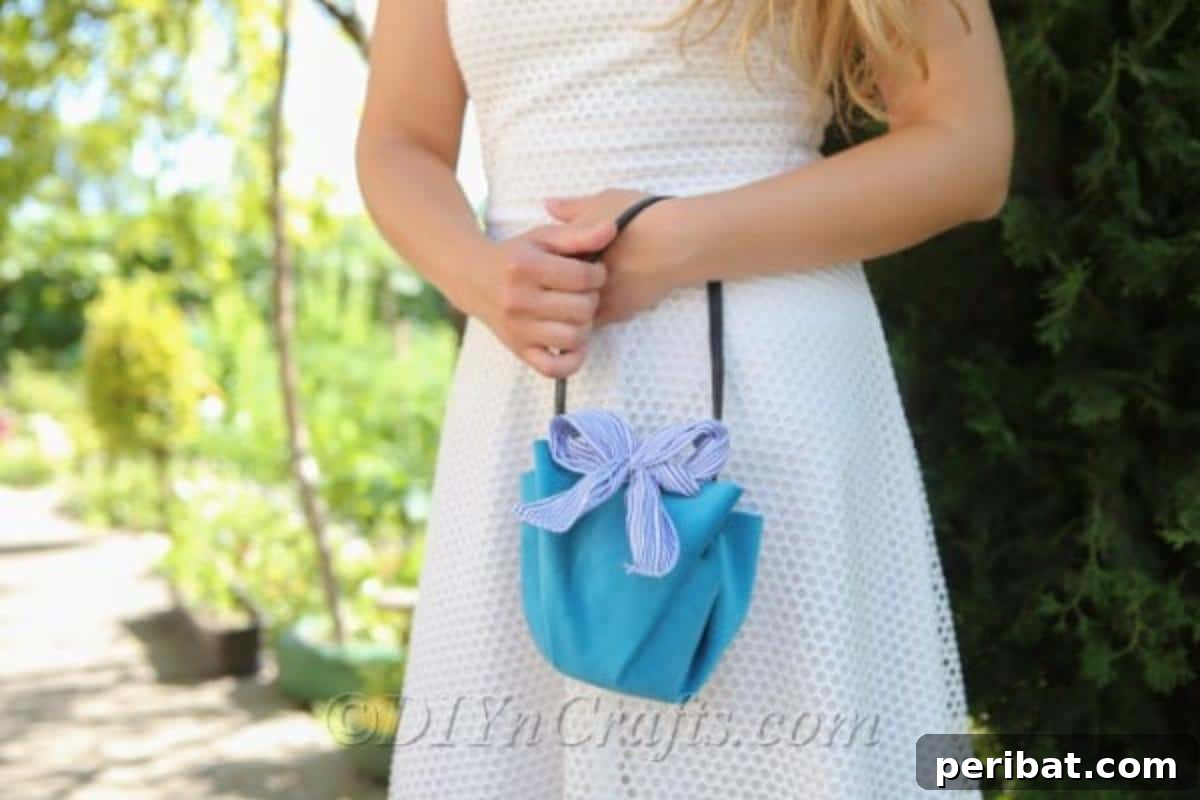 Craft a Trendy Handbag Without a Needle 2 A DIY handbag being carried by a woman, showcasing its elegant and finished look.
