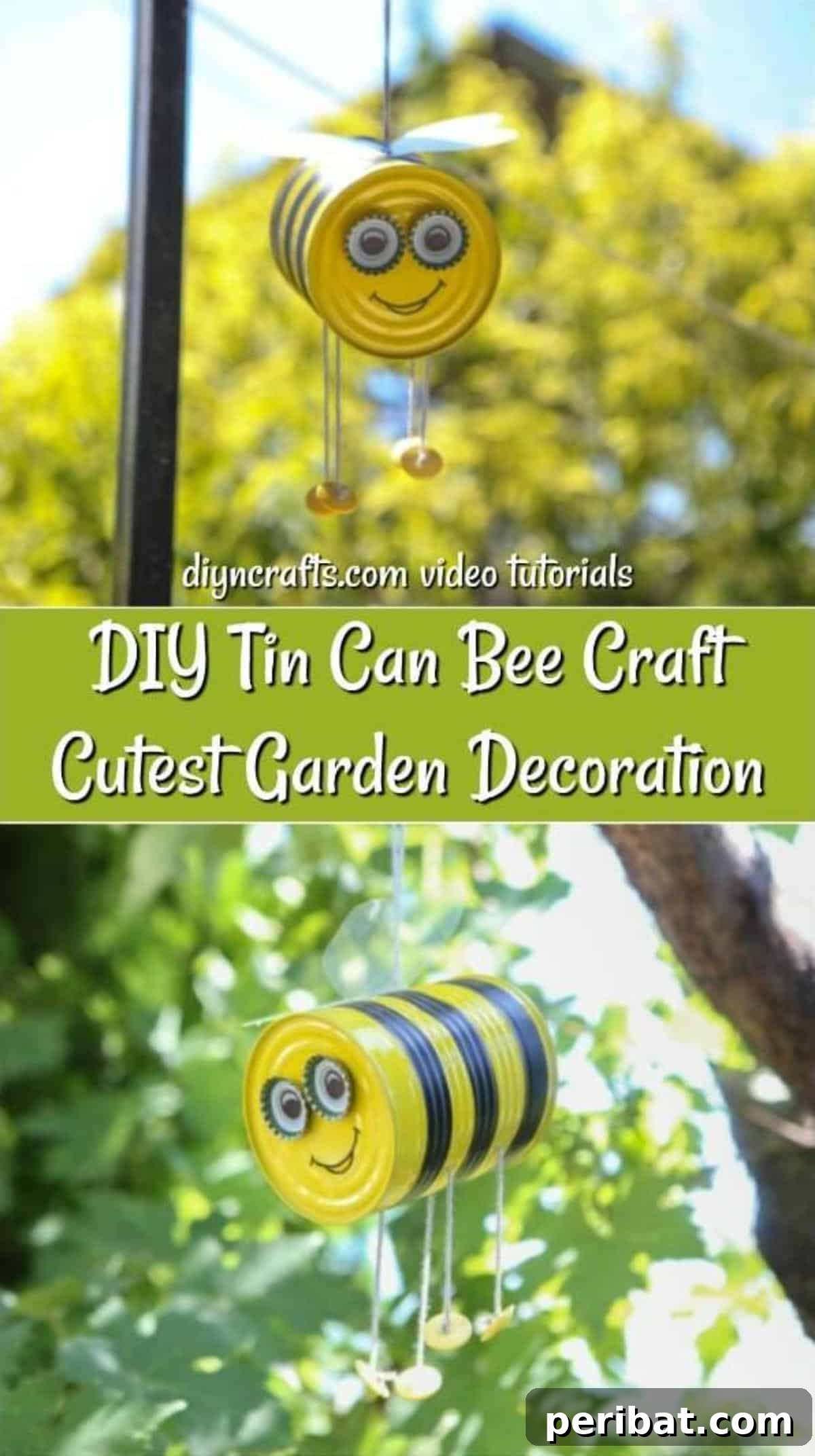 DIY Whimsical Hanging Garden Bees 2 DIY Hanging Bee Craft Garden Decoration