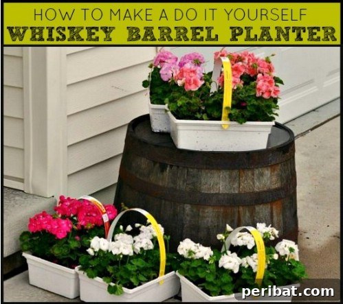 Stunning & Simple DIY Flower Bed Projects for Outdoor Appeal 12 Whiskey Barrel Flower Bed for a rustic look
