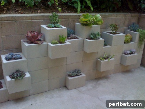 Stunning & Simple DIY Flower Bed Projects for Outdoor Appeal 23 Cinderblock Flower Beds with plants in the holes
