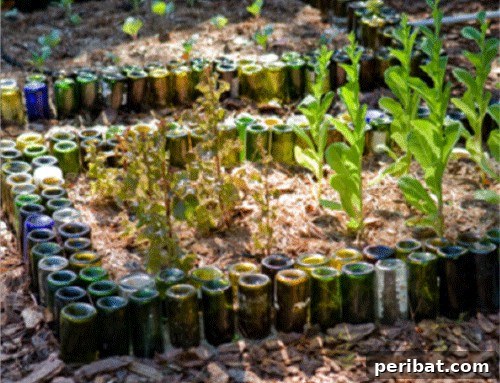 Stunning & Simple DIY Flower Bed Projects for Outdoor Appeal 25 Wine Bottle Border around a flower garden