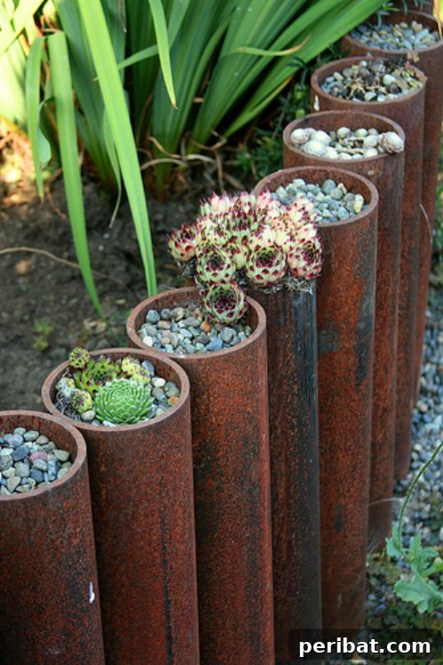 Stunning & Simple DIY Flower Bed Projects for Outdoor Appeal 27 Steel Pipe Border for a modern flower bed