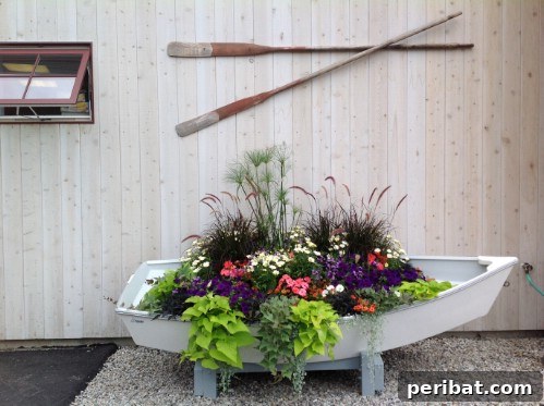 Stunning & Simple DIY Flower Bed Projects for Outdoor Appeal 38 Boat Planter repurposed from an old boat