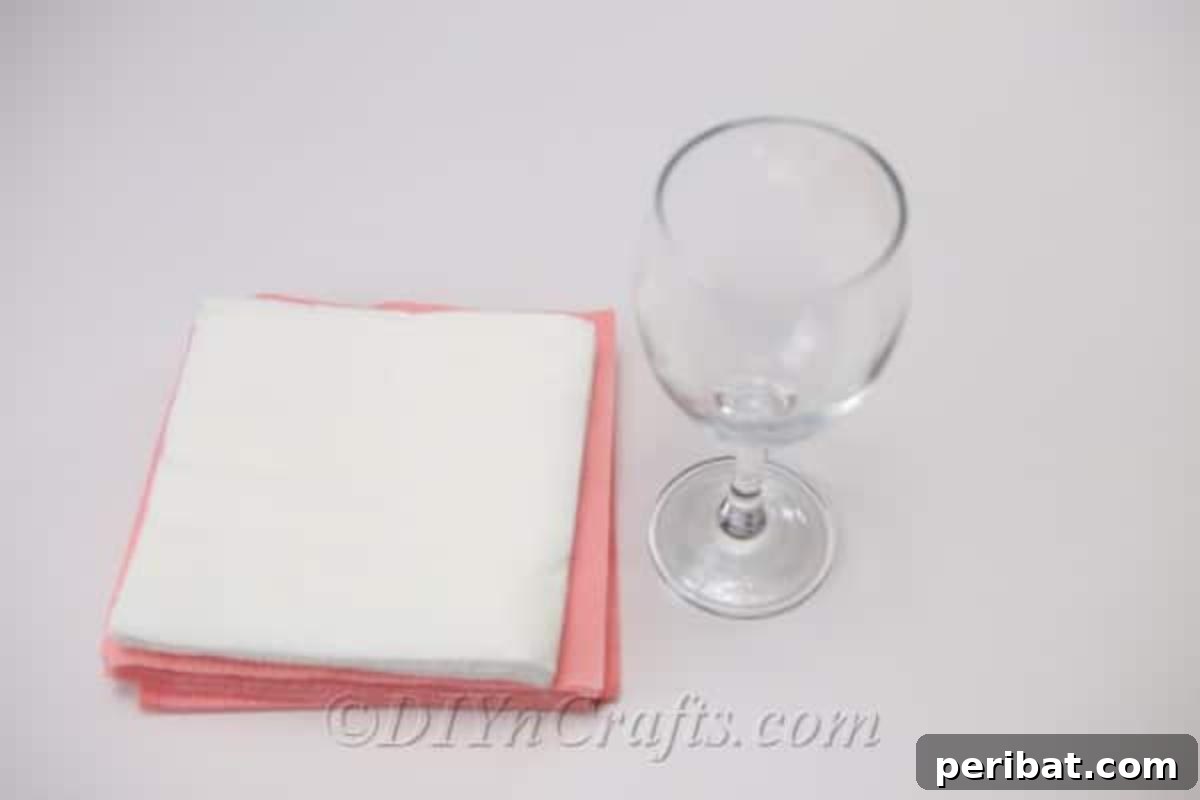 Fold Beautiful Napkin Roses 6 Supplies needed for folding napkins into flowers: napkins and a wine glass
